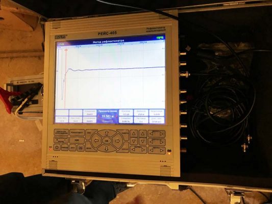 Рефлектометрическая проверка кабельной линии прибором РЕЙС 405